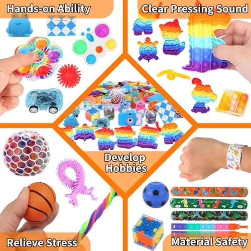 200 Pcs Party Favors for Kids, Fidget Toys Bulk, Birthday Gift Toys, Stocking Stuffers, Treasure Box Birthday Party, Goodie Bag Stuffers, Carnival Prizes, Pinata Filler for Classroom — view 3