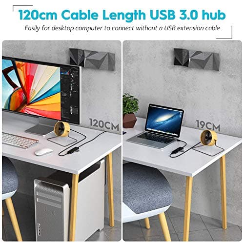 Aceele USB Hub 3.0 Splitter with 4ft Extension Long Cable Cord, 4-Port Extra Slim Multiport Expander for Desktop Computer PC, PS4, Laptop, Chromebook, Surface Pro 3, iMac, Flash Drive Data and More — view 3