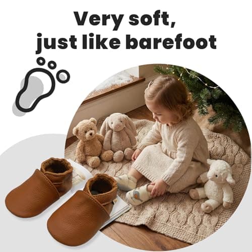 YALION Baby Boys Girls Shoes Crawling Slipper Toddler Infant Soft Leather First Walking Moccasins (Light Brown, 12_Months) — view 4