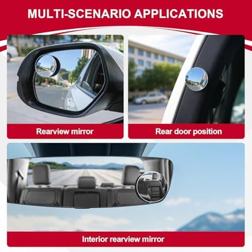 LivTee Blind Spot Mirror, 2" Round HD Glass Frameless Convex Rear View Mirrors Exterior Accessories with Wide Angle Adjustable Stick for Car SUV and Trucks, Pack of 2 — view 5