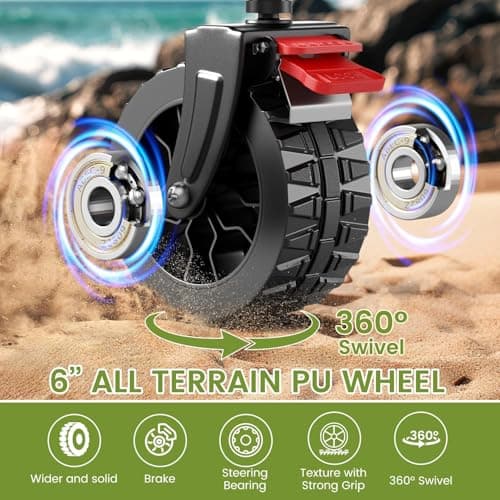 Blomoba Collapsible Wagon Cart, 150L Heavy Duty Foldable Beach Wagon with Wider Wheels & Auto-Rebound Handle, Utility Grocery Shopping Cart for Garden, Shopping, Camping, Sports, Black