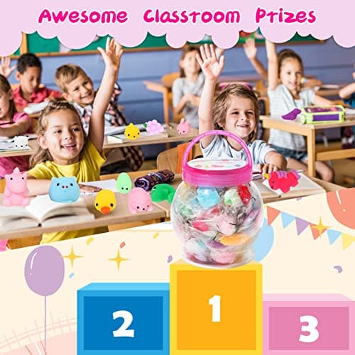 FUNNYB&G Kawaii Mochi Squishies Fidget Toy - 100 pcs Squishy Party Favors Kids Classroom Prize Birthday Goodie Bag Stuffers - Stress Relief Pack for Girls Boys Christmas Valentines Gift (Classic) — view 4