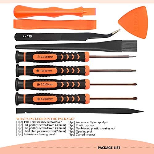 Cleaning Repair Tool Kit for PS4 PS5, TECKMAN TR9 Torx Security Screwdriver with PH00 PH0 PH1 Phillips Screwdriver Set for Sony Playstation 4,5 Main,Controller Tear Down and Dust Removal — view 5