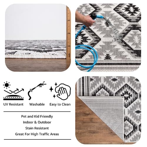 Keen Home Design Outdoor Rug - 8x10 Washable Indoor/Outdoor Rug for Patio, Balcony, Kitchen, Garden, Beach, Deck and Porch. Size: 7'9" x 10'2" — view 5
