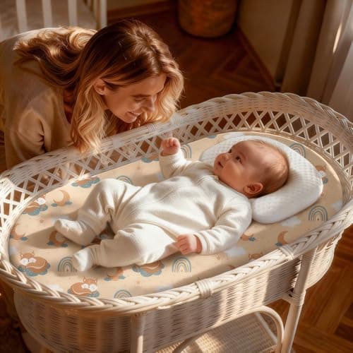 IOCCLH Baby Bassinet Sheets for Baby Boy Girls,4-Pack Fitted Bassinet Sheets Set Compatible with Halo Bassinest Swivel Sleeper,Baby Delight,Angelbliss, 32"X16" (Animal World) — view 5