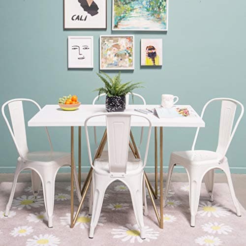 FDW Metal Dining Chairs Set of 4 Indoor Outdoor Chairs Patio Chairs Kitchen Chairs 18 Inch Seat Height Metal Restaurant Chair Stackable Chair Tolix Side Bar Chairs — view 6