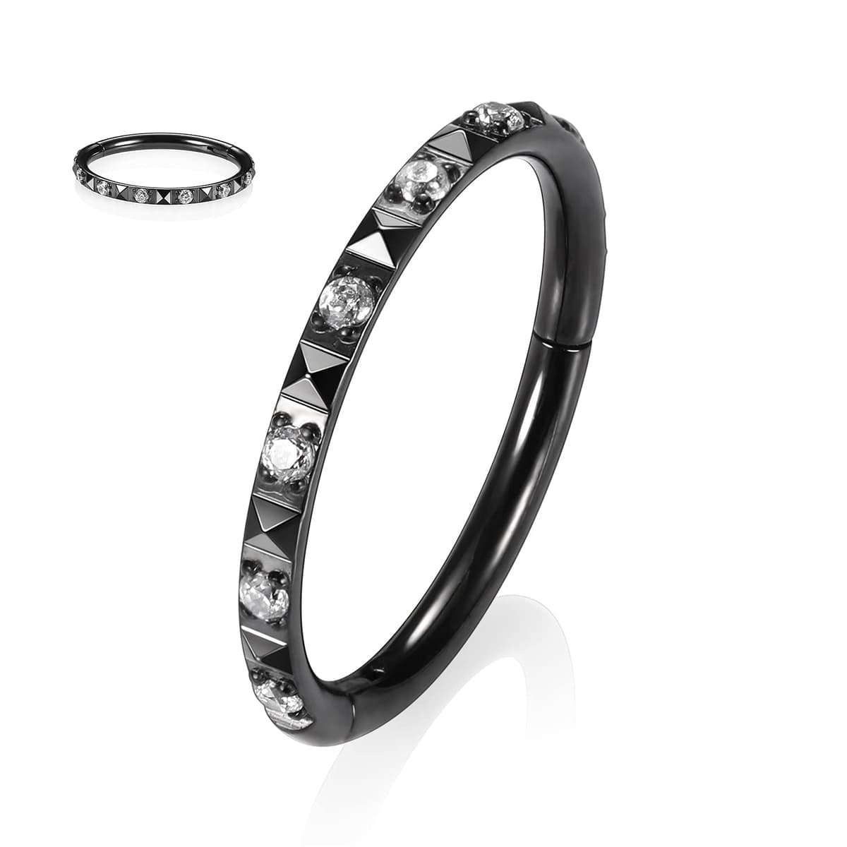 hengkaixuan CZ/Opal Nose Rings Conch Jewellery Septum Clicker 316L Surgical Steel Segment Ring Helix Cartilage Earrings Hoop Daith Tragus Rook Piercing Jewellery — view 82