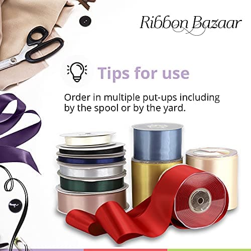 Ribbon Bazaar Double Faced Satin - Premium Gloss Finish - 100% Polyester Ribbon for Gift Wrapping, Crafts, Scrapbooking, Hair Bow, Decorating & More - 1-1/2" Eggplant 50yd Spool — view 5