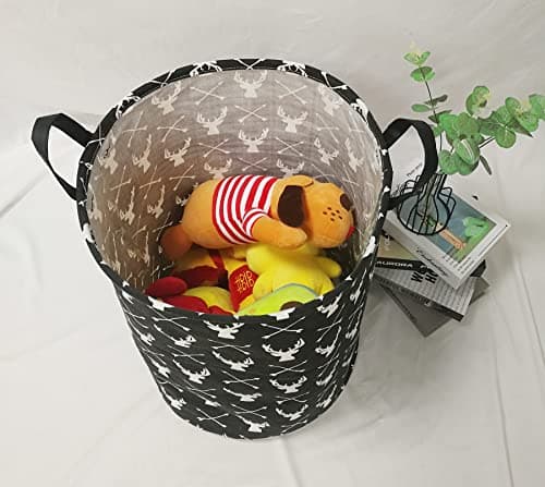 KUNRO Large Sized Storage Basket Waterproof Coating Organizer Bin Laundry Hamper for Nursery Clothes Toys(Rould Deer) — view 2
