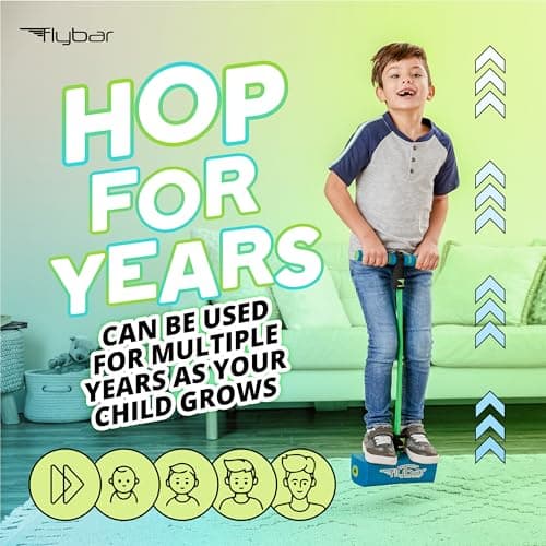 Flybar My First Foam Pogo Jumper for Kids Fun and Safe Pogo Stick, Durable Foam and Bungee Jumper for Ages 3 and up Toddler Toys, Supports up to 250lbs (Blue) — view 5