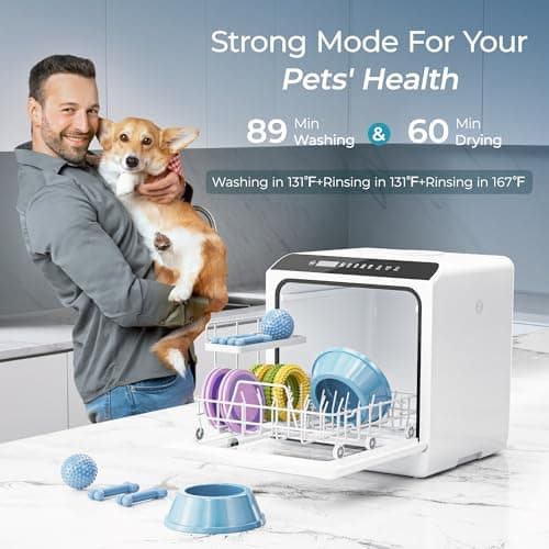 EUHOMY 6 Programs Countertop Dishwasher, Portable Dishwasher with 5L Built-in Water Tank & Inlet Hose, Mini Dishwasher for Apartments and RVs, High-Temp & Air-Dry Function, No Hookup Needed, Black — view 2