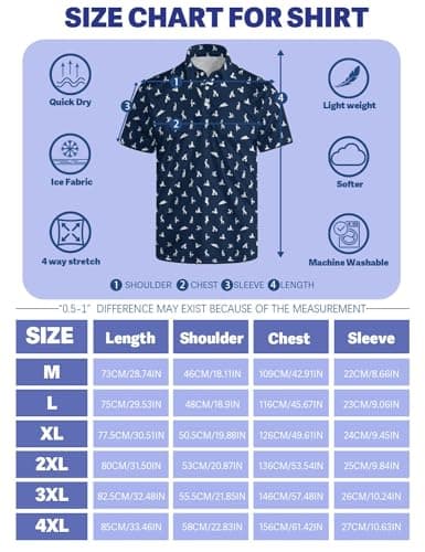 HUURAY Funny Golf Polo Shirts for Men Funny Print Short Sleeve Quick Dry Polo Shirt Hawaiian Shirt Performance Golf Outfits, black, Large — view 5