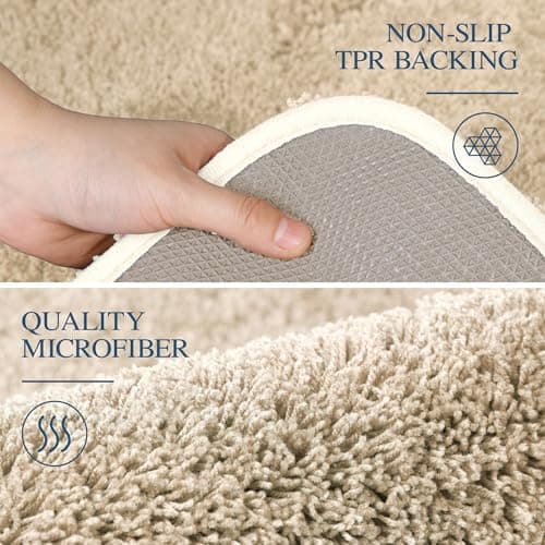 Walensee Bathroom Rug Non Slip Bath Mat for Bathroom (16 x 24, Beige) Water Absorbent Soft Microfiber Shaggy Bathroom Mat Machine Washable Bath Rug for Bathroom Thick Plush Rugs for Shower — view 4