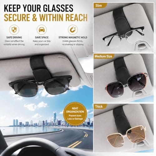 Magnetic Sunglasses Holder for Car, Eye glass clip for car- 2 Pack Black — view 5