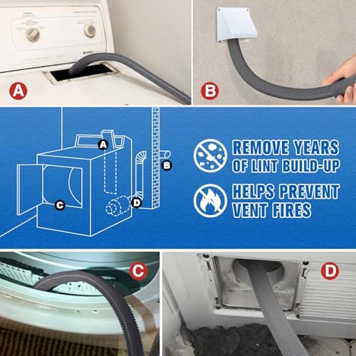 Sealegend Upgrade Dryer Vent Cleaner Kit Vacuum Hose Attachment Compatible with Most Vacuum Cleaner, Quickly Lint Remover Cleaning Supplies, 31.5 Inch, Dark Gray — view 4