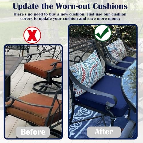 FLYMEI Outdoor Cushion Cover, Patio Loveseat Cushion Covers Only, Water Resistant Patio Cushion Slip Cover (21'' X 19'' X 3'' 4Pack, Royal Blue) — view 5