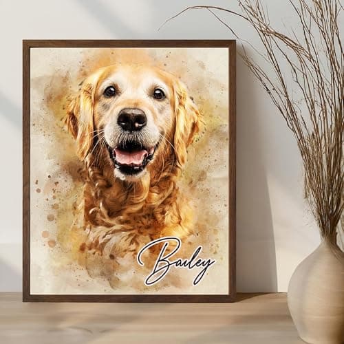 Custom Pet Portrait from Your Photos Watercolor Painting, Dog Memorial Gifts for Loss of Dog, Personalized Gift for Her Birthday, Pet Memorial Gift for Dogs, Cat & Dogs Portrait, Classic Watercolor — view 3