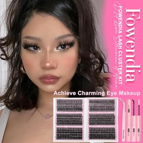Fowendia Fluffy Lash Clusters Kit 60D 80D 100D 560PCS Cluster Lashes Kit with Lash Bond and Seal Volume Lash Extensions D Curl Eyelashes Individual Lashes Natural Look DIY Eyelash Extensions(FSMT04) — view 5