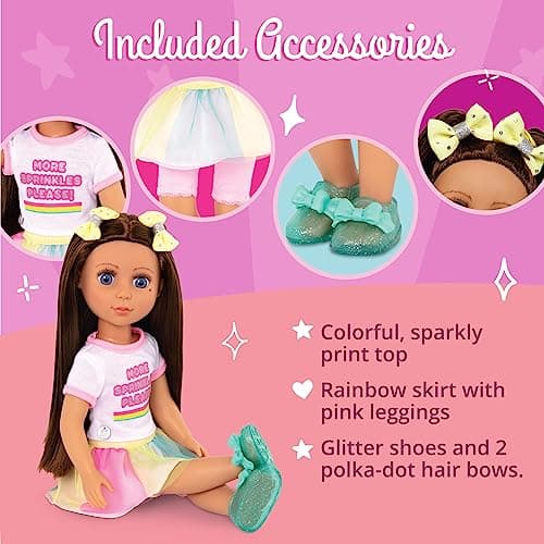 Glitter Girls – 14-Inch Fashion Doll – Brown Hair & Blue Eyes – Ice Cream Outfit & Tutu Skirt– Hair Bow & Glitter Sandals – 3+ Years – Kika — view 2