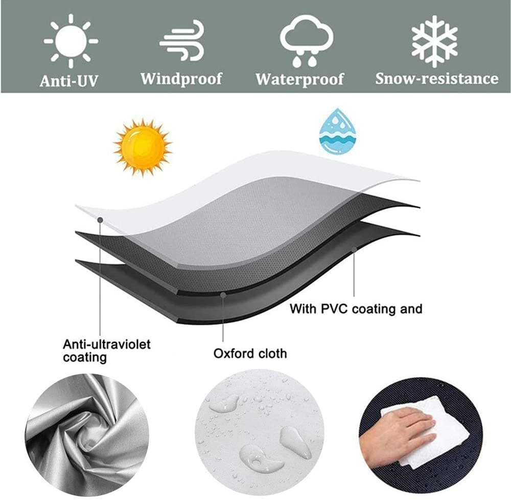 Funda Mesa Jardin Impermeable Varios tamaños 420D Oxford Rectangular Cubre Mueble Jardin Funda Impermeable Anti-UV Resitente al Polvo para Muebles de Exterior sillas mesas Plata 220x110x75cm — view 4