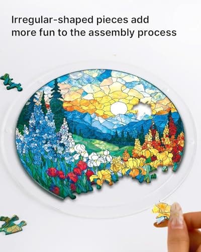 Acrylic Jigsaw Puzzle Suncatcher, 83 Pieces Sun Catcher Stained Glass Acrylic Puzzle, DIY Suncatcher Puzzle Kit for Birthday Gift, Home Decor, Adults, Women, Men, Mom (H) — view 5