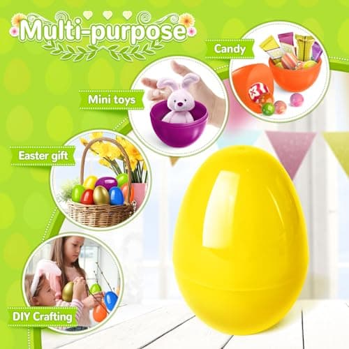 SpringFlower 3.5” Unfilled Easter Eggs, 36 pcs Colorful Egg Plus 1 Golden Egg, Empty Plastic Eggs Fillable with Candy, Treats, Presents for Toy Basket,Easter Decorations, Toy Egg Basket,Boys & Girls — view 4