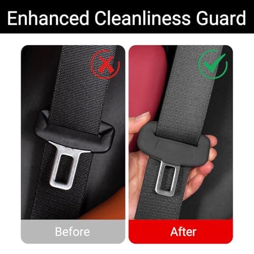2PCS Silicone Car Seat Belt Buckle Covers, Non-Slip Anti-Scratch Seat Belt Stopper Guard, Universal Car Interior Accessories (Black) — view 3