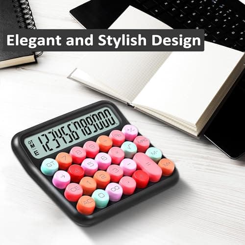 VEWINGL Mechanical Calculator 12 Digit Desk Calculator with Extra Large 5" LCD Display, Big Easy-Press Buttons, 15° Tilted Screen, Office & School Desktop Calculator