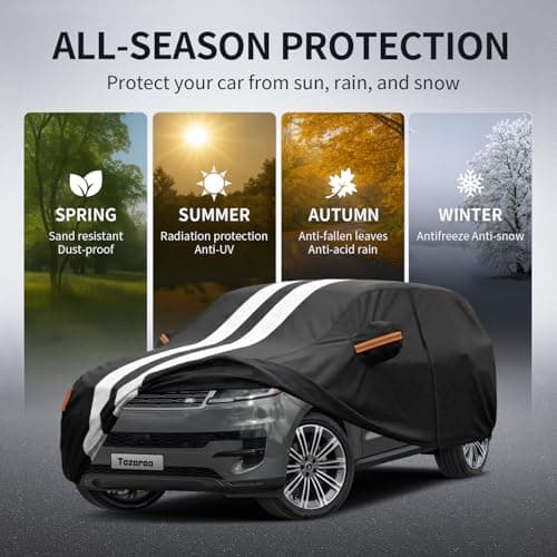 Multi-Layer Car Cover Custom Fit for Land Rover Range Rover Sport(2013-2026), 100% Waterproof All Weather for Automobiles, Gift with Towel, Heavy Duty Car Covers for Rain Sun UV Protector with Zipper. — view 3