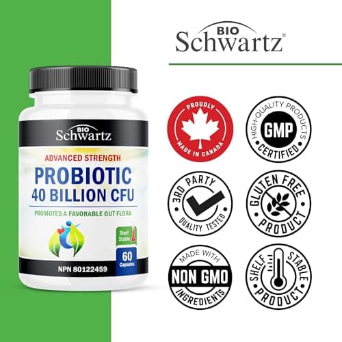 Probiotic 40 Billion CFU - Synbiotics Gut Health - Proudly Canadian Made - Bloating Relief & Digestive Health Support - Guaranteed Potency Probiotics for Men & Women - Shelf Stable, Non-GMO, 60ct — view 4