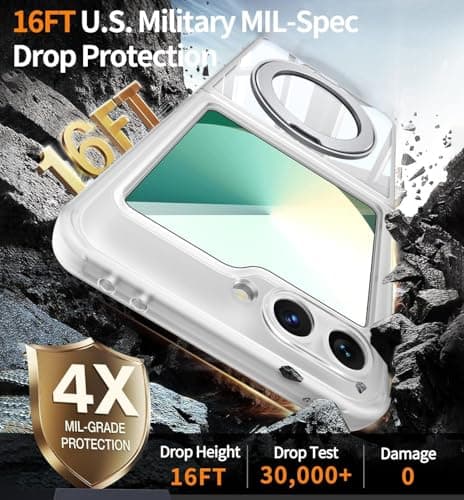 Case for Samsung Galaxy Z Flip 6/5 with 360° Magnetic Stand【Fit for MagSafe & Pixelsnap】 Cover with Ring Holder 【Shockproof Protective】 Cell Phone Galaxy Z Flip 6/5 Case Clear — view 4