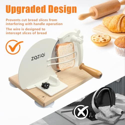 New Upgrade Manual Bread Slicer for Homemade Sourdough Bread,Adjustable Thickness Bread Slicer with Hand Crank,Premium Stainless Steel & Powerful Suction Cups — view 2