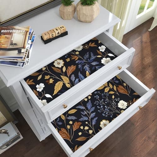 BOKEBEVE Floral Wallpaper Peel and Stick Vintage Blue Gold 17.5 x 393.5In — view 2