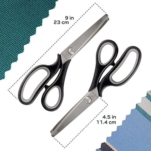 Pinking Shears, 9" (Serrated) Professional Stainless Steel Pinking Shear - Tailor's Craft Scissors for Dressmaking, Cutting, Crafts, Sewing — view 2