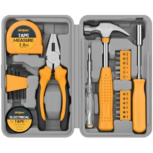 Hi-Spec 24pc DIY Tool Kit for Home – Compact Starter Tool Set with Case for Beginners, Students & First Apartments