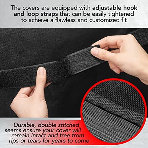 GrillTough Heavy Duty BBQ Grill Cover for Outdoor Grill, 58 Inch – Waterproof, Weather Resistant, UV & Fade Resistant with Fastening Straps – Gas Grill Cover for Weber, Genesis, Charbroil, etc. Black — view 3