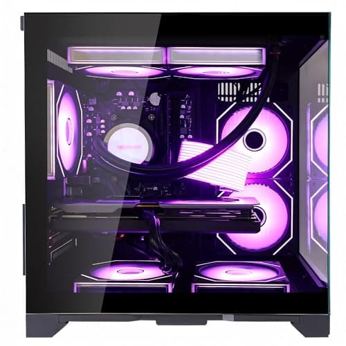 HELLOLAND Panaroma Gaming PC Desktop -AMD Ryzen 7 5700X 3.4 GHz -GeForce RTX 5060 8GB -32GB DDR4 RAM -1TB PCIe SSD & 240mm AIO & ARGB Software -WiFi & Bluetooth -Windows 11 Tower Computer-Black — view 4