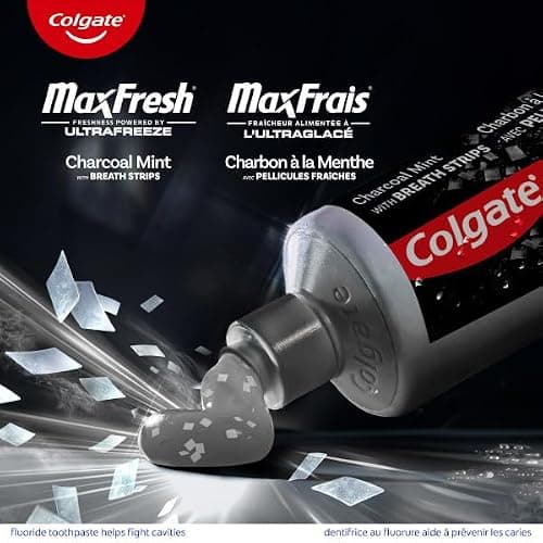 Colgate MaxFresh Charcoal Toothpaste - Fluoride Whitening Formula with Enamel Protection for a Fresh Clean Smile - Dentifrice for Daily Oral Care 150ml, 3 pack — view 3