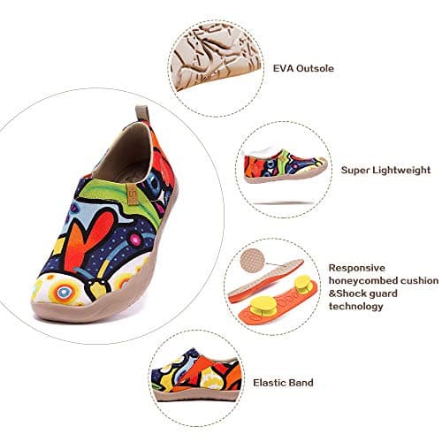 UIN Women's Flats Canvas Lightweight Slip Ons Sneakers Walking Casual Art Painted Travel Shoes Secret Garden (9) — view 5