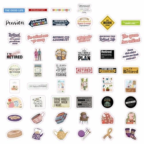 BulbaCraft 100Pcs Funny Retirement Stickers and Laptop Decals - Retirement Party Supplies, Gifts for Women & Men — view 2