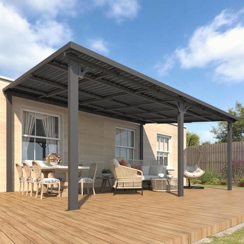 U-MAX 16' x 12' Outdoor Pergola Hardtop Gazebo, Wall-Mounted Heavy Duty Lean to Metal Awnings Gazebos on Clearance for Patio, Large Galvanized Steel Pergolas and Gazebo for Outdoor — view 5
