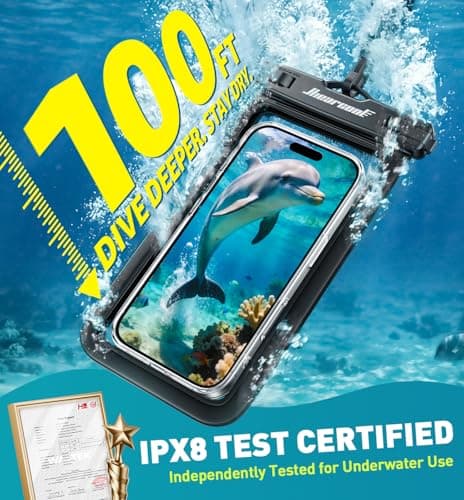 Hiearcool Waterproof Phone Pouch, IPX8 Waterproof Phone Case for iPhone 17/16/15/14 Pro Max, Cell Phone Dry Bag for Beach & Cruise Essentials, Touch Screen, Lanyard Included, 2 Pack (Fits Up to 8.9”)