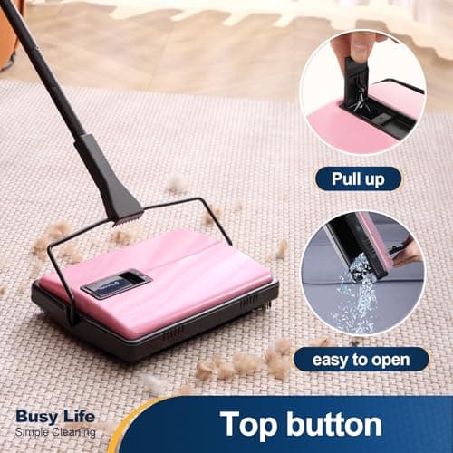 Yocada Manual Carpet Sweeper Cleaner Household Sweeper with Extra Brush — view 3