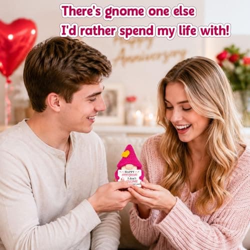 XgiftCreat Gifts for Anniversary Women Men - Funny Crochet Anniversary Gnome Gift for Couples Husband Wife Him Her Boyfriend Girlfriend Parents Wedding Marriage Romantic Gifts, Happy Anniversary — view 3