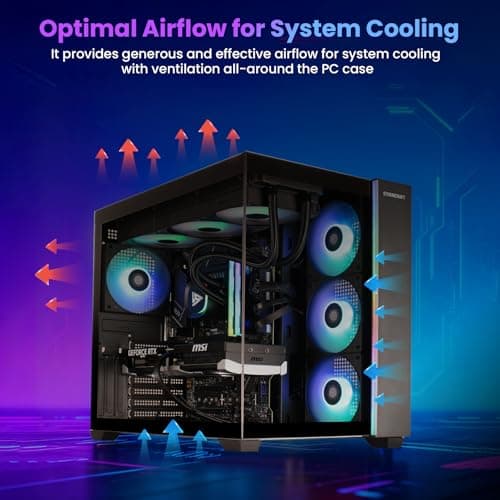 STORMCRAFT Falcon AI Gaming Desktop Computer AMD Ryzen 7 7800X3D, RX 9070 XT 16G, 32GB DDR5 6000MHz, 1TB NVMe SSD, 850W PSU 360mm AIO, ARGB Fans, USB-C, Bluetooth, Wi-Fi VR Ready PC Game Design Office — view 5