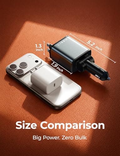 LISEN Retractable Car Charger, 84W Car Charger USB C Fast Charge, 4 in 1 — view 8