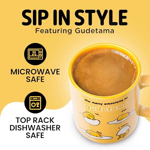 Silver Buffalo Sanrio The Many Emotions of Gudetama Lazy Egg Ceramic Mug, 20 Ounces — view 2