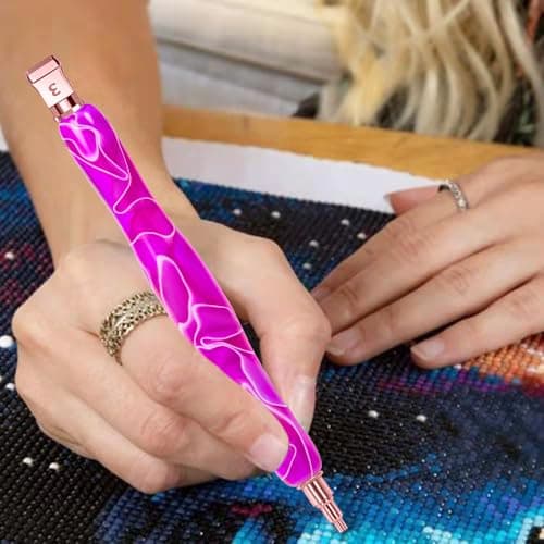 RaySoar Diamond Art Pens Diamond Art Tools Painting Pen with Screw Metal Tips Multi-Placer Tool Accessories for Adults Gem Rhinestone Picker Stylus Purple — view 2