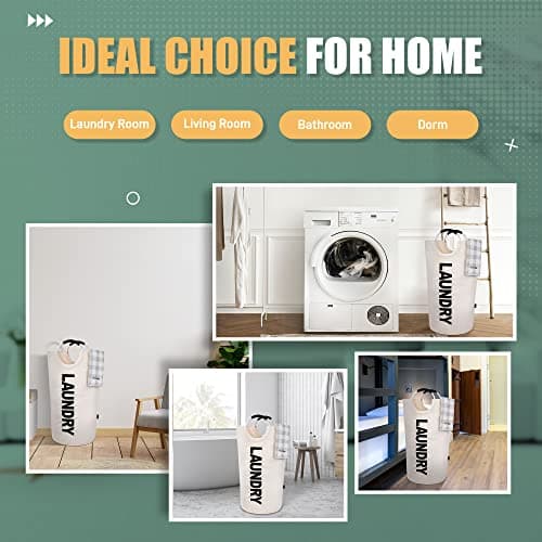 Caroeas 90L Laundry Basket (13 Colors), Waterproof Laundry Hamper, Laundry Bag with Padded Handles, Clothes Hamper Stands Up Well, Collapsible Laundry Basket Easy Storage — view 4