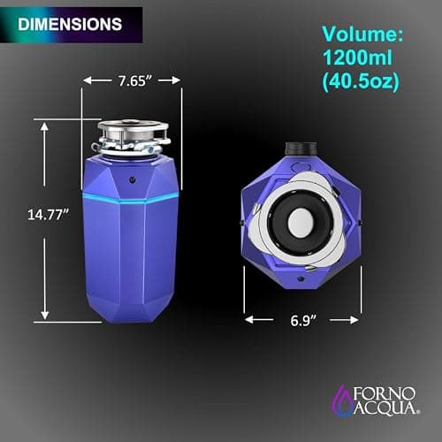 FORNO ACQUA BrightDIAMOND Amethyst 1HP Super Quiet Garbage Disposal Corded with Motion Sensor Cabinet Light & Pre-Wired Air Switch — view 5